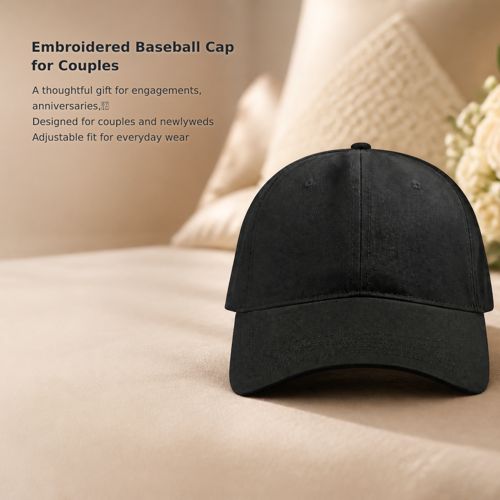 Embroidered Adjustable Baseball Caps for Newlywed Couples
